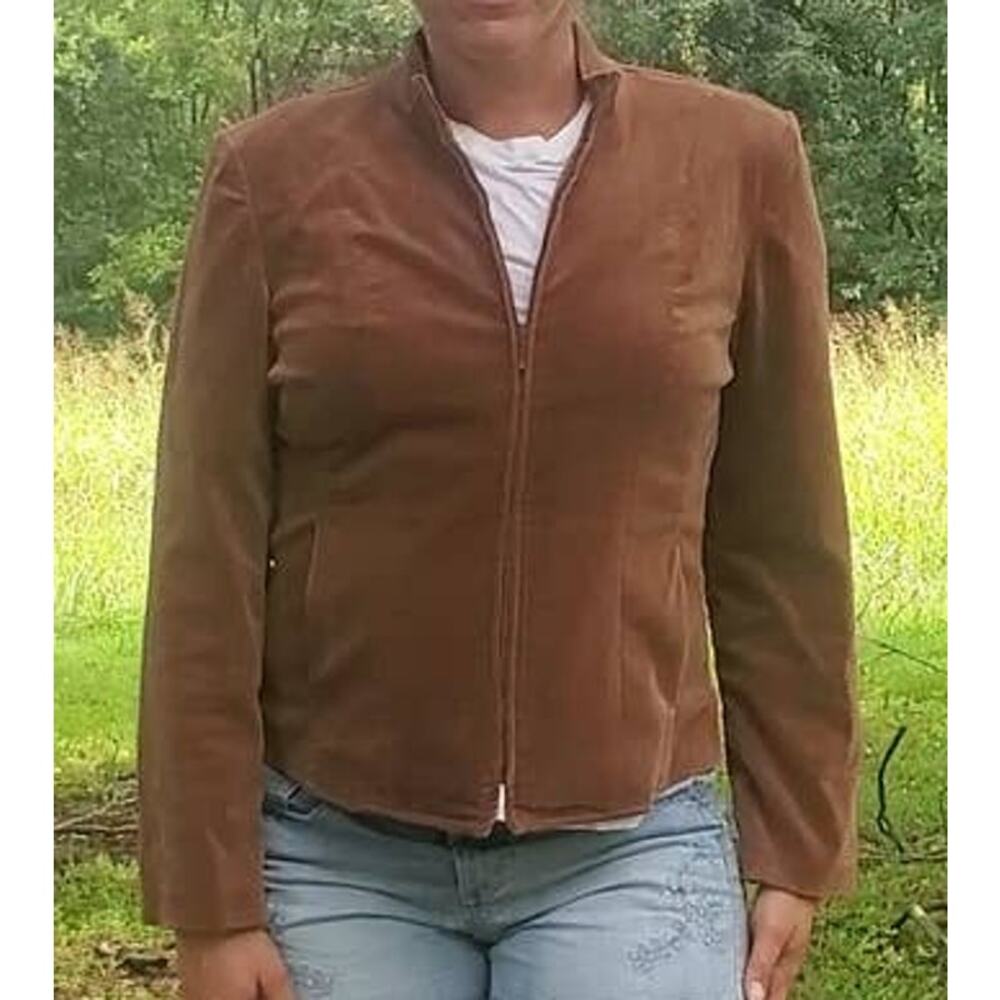 Talbots tailored corduroy full zip jacket brown small